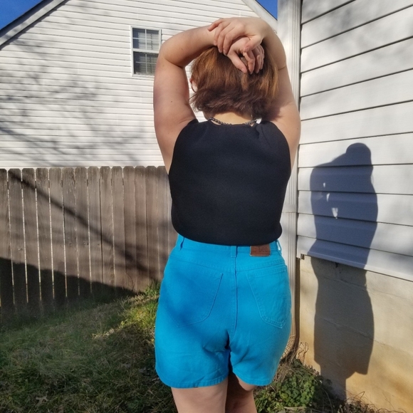 Vintage Turquoise Denim Shorts by Lee - Picture 3 of 4
